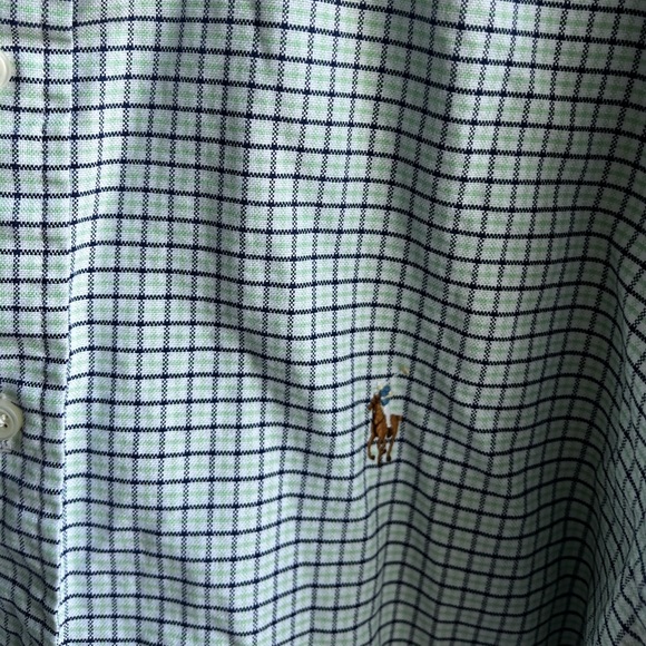 Ralph Lauren Classic Fit green and blue plaid button down shirt - Picture 2 of 5